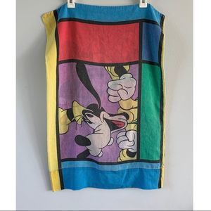 Vintage 90s Mickey Mouse Pillowcase Disney Goofy Color Block Large Graphic